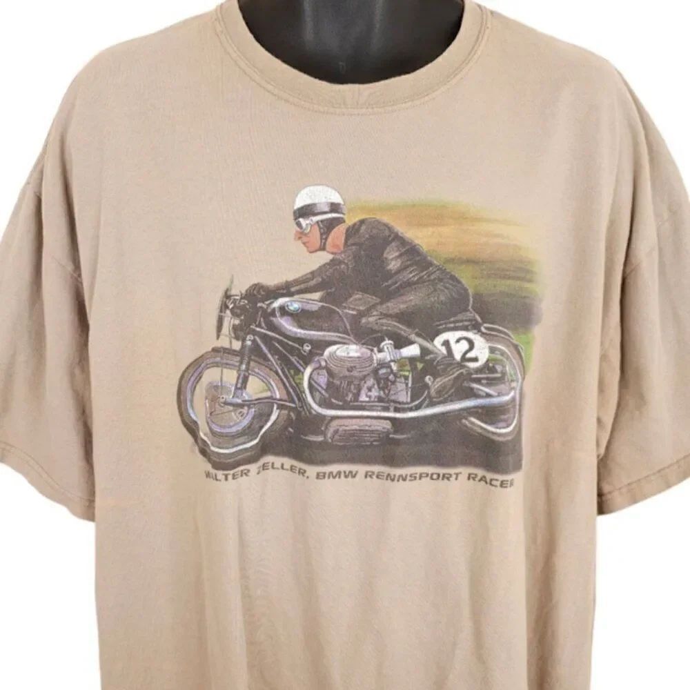 BMW Racing T Shirt Mens Size 2XL Brown Walter Zeller Rennsport Motorcyle Biker
